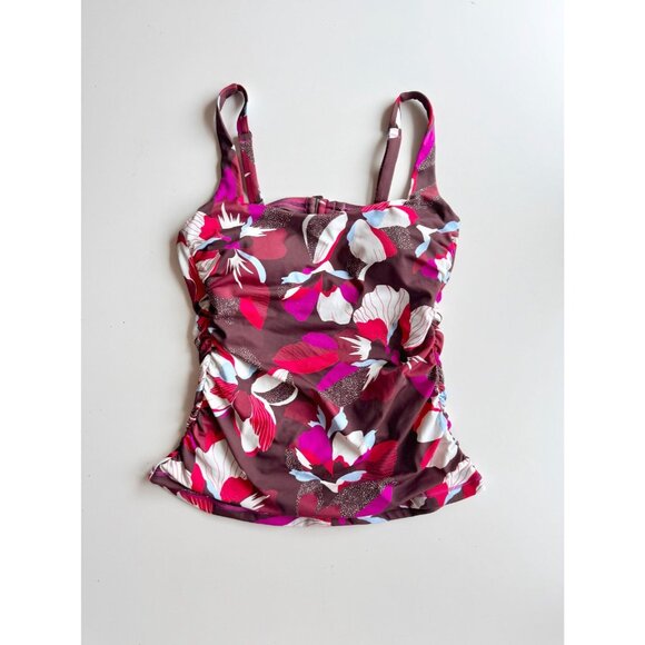 ATHLETA Hero Bloom Decadent Chocolate Square Neck Tankini Swim Top, Size 38 B/C - Picture 3 of 10
